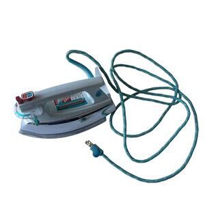 Vintage Sunbeam Iron: White & Teal Retro Steaming Iron - MCM Prop